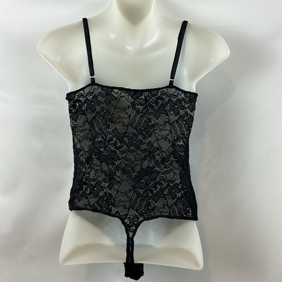 Free People Intimately Lace Mesh Night Rhythm Corset Black Bodysuit Size M - NEW - Picture 12 of 16